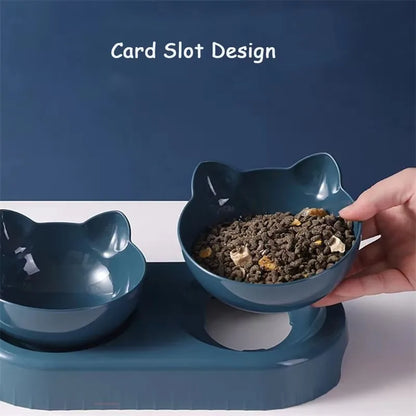 2-in-1 Double Bowls with Automatic Drinking Bottle