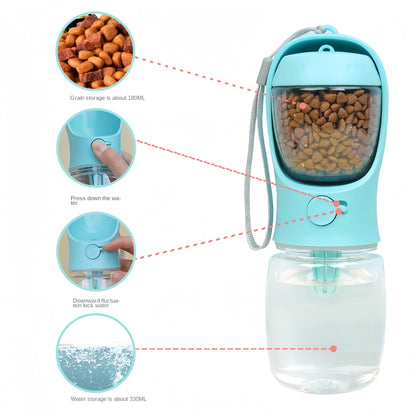 Water Bottle with Food storage For Pets